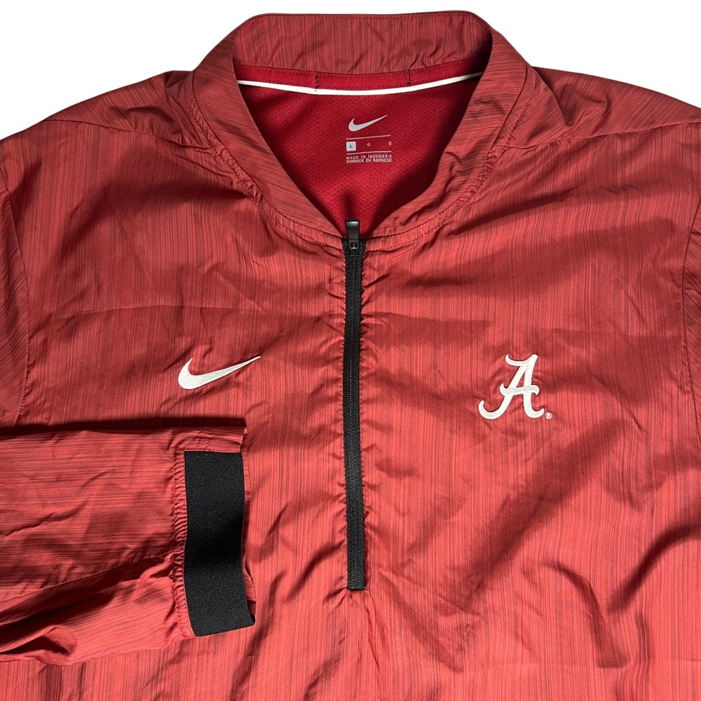 Alabama Crimson Tide Nike Windbreaker Mens Large Crimson Red 1/4 Zip Jacket